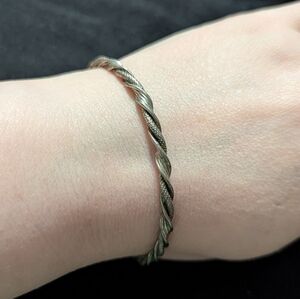 Silver Tone Twisted Dainty Delicate Bangle Statement Bracelet